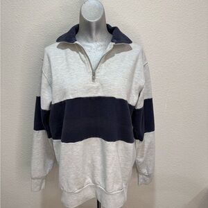 Brandy Melville John Galt Gray and Navy Sweatshirt